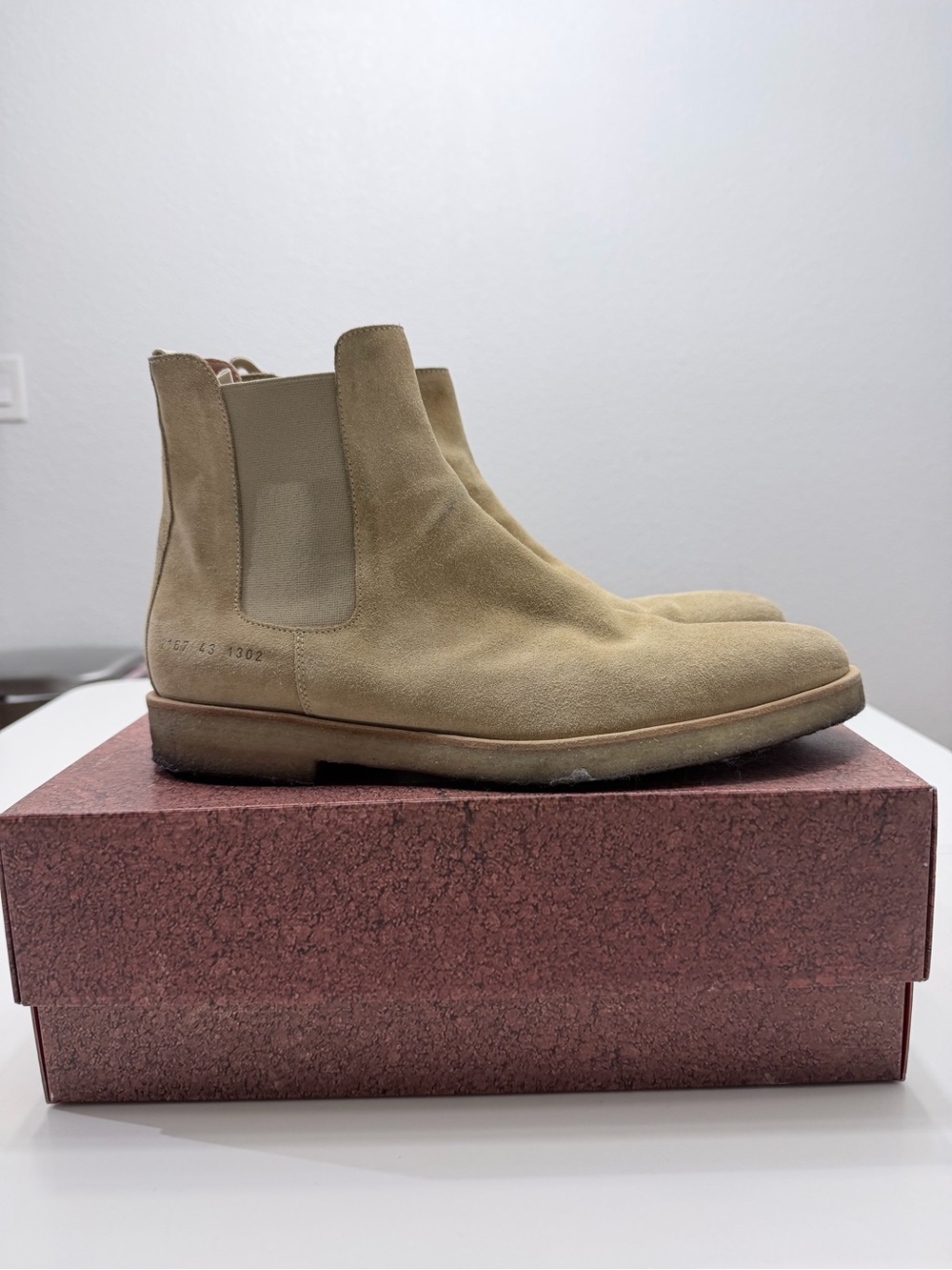 Common Projects Tan Suede Chelsea Boots